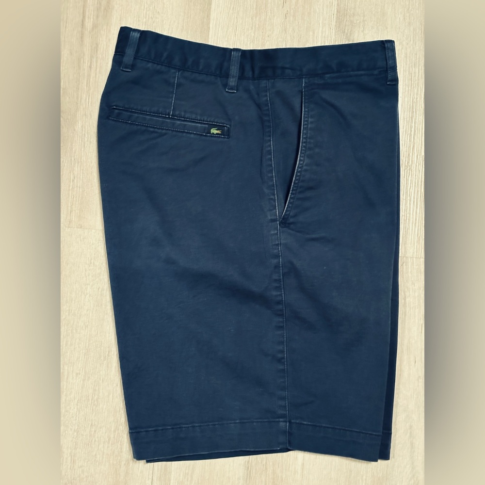 LACOSTE Navy Twill Regular Fit Mens Shorts Size 32